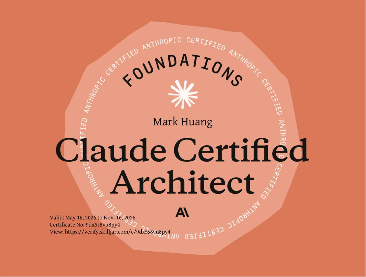 Claude Certified Architect Foundations certificate